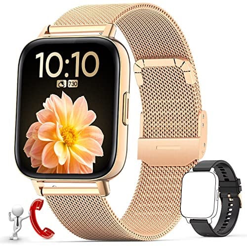 Nemheng Smartwatch Damen, 1.69 Zoll Touchscreen Armbanduhr mit Bluetooth Anruffunktion, IP67 Wasserdicht Fitness Tracker mit Schlafmonitor Pulsuhr Blutdruck, Schrittzähler Sportuhr für Android iOS
