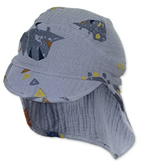Sterntaler Baby Jungen Schirmmütze Baby Schirmmütze Nacken Dinosaurier - Schirmmütze Baby, Baby Mützen - aus Baumwolle - bleu, 49