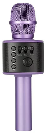 Core Innovations Wireless Bluetooth Karaoke Microphone with Built-in Speakers + HD Recording, Portable Handheld Mic | Lilac