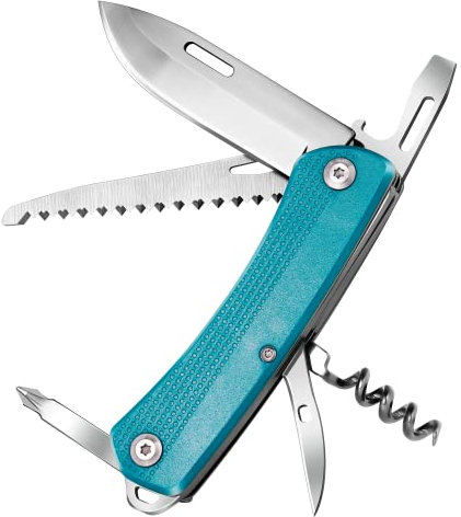 ZIMAIC Taschenmesser, Multitool Klappmesser, Vatertag Geschenk, Schweizer Messer Taschenwerkzeug (7 Funktionen, Einhand-Edelstahlklinge, Korkenzieher, Holzsäge) für Campen und Notfälle (Blau)