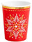 Acan Pack de 30 Vasos de Color Rojo Metalizado y diseño de un Copo de Nieve, con Capacidad de 270 CC Reutilizable y reciclable, Colores navideños