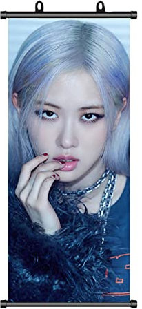 TuYines Blackpink Poster,Blackpink Rollbild,BlackPink Fanartikel,Blackpink Poster ROSÉ,Scroll Poster,Blackpink Geschenk,Blackpink Geburtstag Deko,Stoff Poster 70 * 30cm
