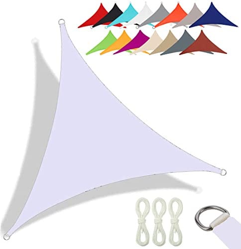 CANYUE qualità Tessuto Oxford - Tenda A Vela Triangolare - Vela Ombreggiante Parasole Traspirante E Protezione Solare Raggi UV per Esterno Giardino Terrazza (3X4X5 m,Bianco)