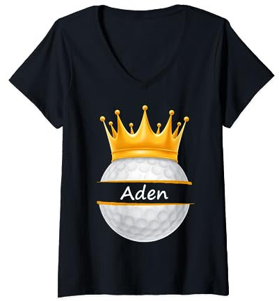 Neuheit Golf Personalisierte Name Aden Sports Dad T-Shirt mit V-Ausschnitt