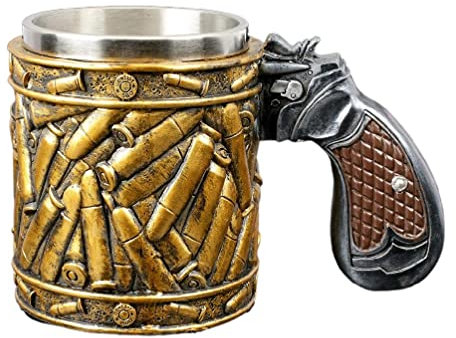 Tasse à café en acier inoxydable en forme de pistolet Western Revolver Tasse à bière Souvenirs Convient pour collectionner Cadeau Tasse à café pour femme pour homme