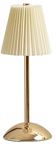 Dimmbare LED Akku Tischleuchte Plissee Touch Control Tischlampe Kabellos USB Wiederaufladbare Tischlampe Metall Seitenlampe für Garten Esstisch Schlafzimmer (Golden)