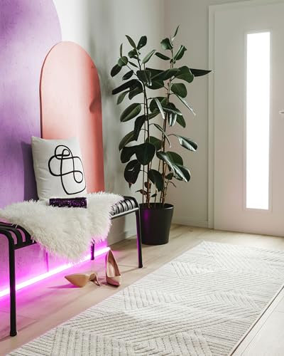 benuta pop Mars - Kunstfaser - Outdoor geeignet - Läufer & im Style: Abstrakt, Geometrisch, Elegant, Minimalistisch - Pflegeleicht für Wohnzimmer Schlafzimmer Flur Terrasse, Cream, 80x240 cm