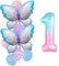 Yunchu Online 1. Geburtstag Dekoration Mädchen - Gradient Schmetterling Ballons Deko Set - Große Folienballon für Party Supplies