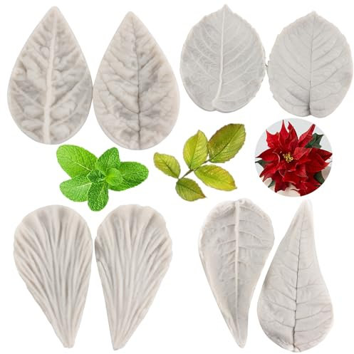 MYPRACS Set di 4 stampi in silicone a forma di petalo a forma di foglia, per decorazioni di torte, cupcake, caramelle, cioccolato, pasta di gomma, pasta di zucchero