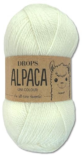 Frida's Wollhaus Drops 50 g Alpaca Alpaka Wolle Garn Häkeln Stricken weich 51 Farben (uni colour 1101 | Weiß)
