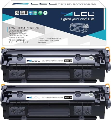 LCL kompatible Tonerkartusche 12A Q2612A Q2612D CRG-703 (2 Schwarz) Ersatz für HP Laserjet 1010 1015 1012 1018 1020 1022 1022n 1022NW 3015 3030 3020 3050 3052 3055 M1005 M1319 M1319F Printer HP 1012