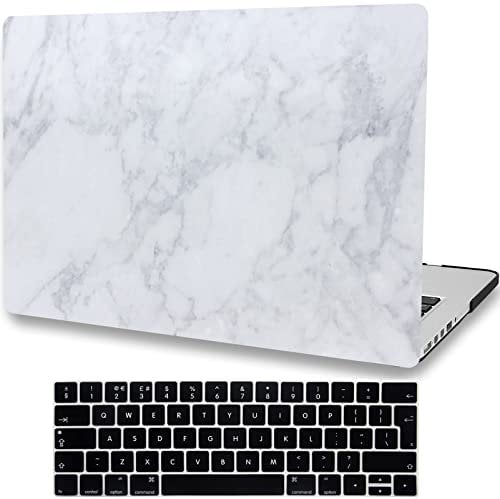 AMCJJ Compatible with MacBook 12 Inch Case 2017 2016 2015 Release A1534 with Retina, Plastic Hard Shell Case + Keyboard Cover - White Marble