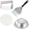 HTT Global Burger Press Kit with Burger Smasher, 12'' Smash Burger Spatula, 9'' Cheese Melting Dome, & 50 Wax Discs for Burger Press, Smash Burger Press, Smash Burger Kit (4pcs)