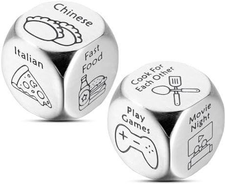 Octamber Date Night Würfel – Edelstahl Hexaeder – Silber – Entspannungs-Thema – Erwachsene