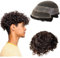 Toupet für Männer, Echthaar-Perücken, Herren-Toupet mit weichen, Periphere PU+feinen Schweizer Spitzenhaareinheiten, 10 mm gewelltes Herren-Perücke-Toupet-Haar,10 x 8 (#2 Dunkelbraun)