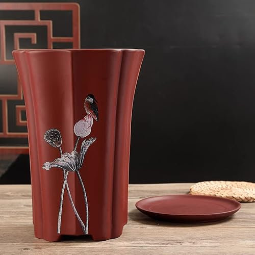 Blumentopf Lila Sand Blumentopf Neuer chinesischer Stil einfarbig Sukkulenten-Blumentopf Sukkulenten-Desktop-Dekoration Blumentopf (Rot)