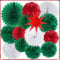 SUNBEAUTY 14 Stück Weihnachten deko Set Hängende Christmas Party deko enthält Papier Wabenbälle deko Seidenpapier Pompom Papier Fächer Neuneck stern Deko (Rot & Grün & Weiß)