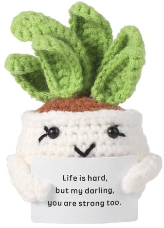 NQEUEPN Ganchillo Cactus Positivo, Divertido Juguete Planta Muñeca Cactus Punto Hecho a Mano con Tarjeta Alentadora Regalo de Apoyo Emocional para Decoración de Habitación y Oficina