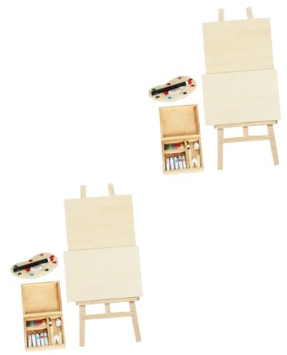 VILLCASE 2 Set Pittore Di Case Delle Bambole Di Legno Modello a Micro Cavalletto Bomboniere Per 8-12 Acquerelli Per Bambini Piccolo Modello a Cavalletto Accessori Casa Bambino Mini Scatola