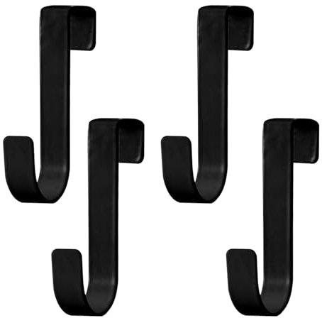 Gments 4Pcs Over Door Hooks Single Over The Door Hangers Heavy Duty Stainless Steel Reversible Wreath Hooks Metal for Bathroom Kitchen Cupboard Cabinet Bedroom Hanging Clothes Starter Garland, Black