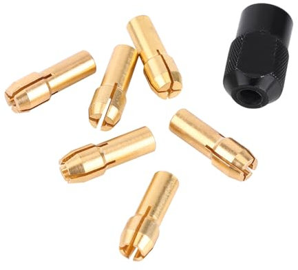 6pcs Collet Nut Kit Drill Chuck Sleeves Strong Clamping Force 1mm to 3.2mm Ollet Holder Grip Capacity Range with M8x0.75 Cap Fits Rotary Tools