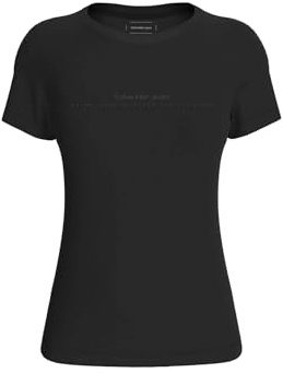 Calvin Klein Damen T-Shirt Kurzarm Institutional Graphic Slim Fit, Schwarz (Ck Black), L