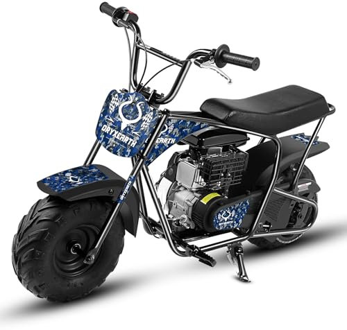 Dirt Bike Pocket Bike Kinder 105CC 4-Takt benzinbetriebenes Off Road Mini Dirt Bike Pit Bike mit Automatikgetriebe und Seilzugstarter DIY-Aufkleber Bike ab 13 Jahre (Blau)