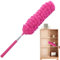 Extendable Reusable Fiber Dusting Brush - Telescoping Pole for Cobwebs and Ceiling | Flexible and Bendable Duster for Effective Dusting (Hot Pink)