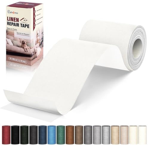 Flicken Selbstklebend Stoff, Cahomo Leinenstoff Patches Selbstklebend, 10x200 cm Leinen Reparatur Patches für Sofa, Autositze, Bootssitze, Bürostuhl, Vorhang - Weiß