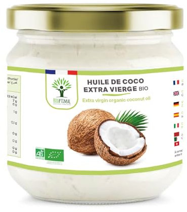 Huile de Coco Bio - Bioptimal - Huile de Noix de Coco Extra Vierge Naturelle - Pour Cheveux Corps Peau Visage Lèvres - Cuisson des Aliments - Sri Lanka - Certifié Biologique par Ecocert - 280 ml…