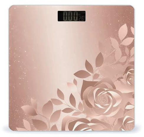 WYUSPGK Weight Scale, Rose Gold Wallpaper Print Digital Scale Bathroom Scale LCD Display Scale Body Weight Scale Portable Scale, style