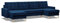 Mebligo - U-Förmige Ecksofa mit Schlaffunktion und Bettkasten BLANK, Couch U Form 294x88x140 cm, Klappsofa mit Schlaffunktion, Wohnzimmer Eckcouch mit Bettfunktion - Ecksofa Marineblau