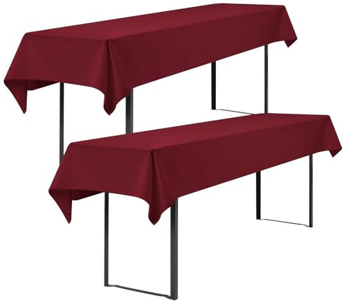 Showgeous 2 Stück Biertisch Tischdecke universal für 50cm u.70cm Biertische Hussen für Biertisch Biertischhussen Biertisch-Husse Bierzeltgarnitur Rechteckige Tischdecken Waschbar 100x250cm(Bordeaux)