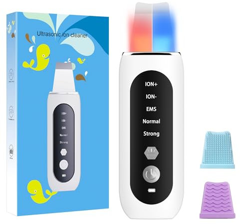 Épurateur de Peau, Tire-Comédons,Brosse à Ultrasons Avec Lumière Rouge + Bleue, Extracteur De Pores 5 en 1 Avec Écran LCD Pour un Nettoyage en Profondeur,Ultrasonique Épurateur Visage Skin Scrubber