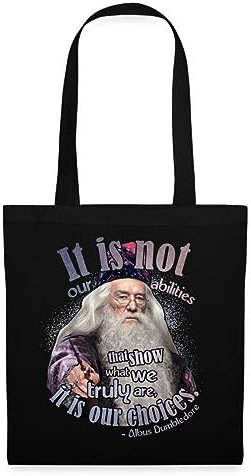 Spreadshirt Harry Potter Albus Dumbledore Zitat Stoffbeutel, One size, Schwarz