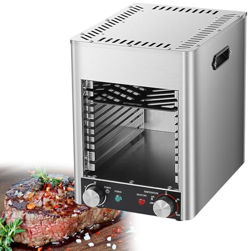 GESAIDES Parrilla Eléctrica para Carne, Asador Portátil, Parrilla de Acero Inoxidable de 800 ℃ con Rejilla Ajustable de 10 Niveles, Máquina para Cocinar Carne para Barbacoa, Tostadas y Parrilla