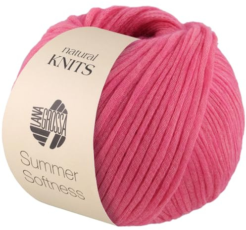 LANA GROSSA Summer Softness | Zartes Baumwollschlauchgarn, voluminös gefüllt mit flauschigen Merinofasern | Handstrickgarn aus 80% Baumwolle (Bio) & 20% Schurwolle | 50g / 130m FB8