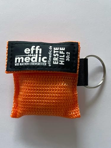 CPR Schlüsselanhänger Maske, Beatmungsmaske Faceshield Taschen (orange, 1 Stück)