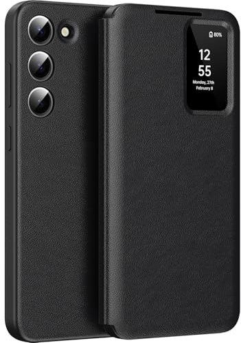 Étui de protection pour Samsung S23 Plus Smart View, portefeuille pour Samsung Galaxy S23 Plus, coque de protection transparente, rabat miroir, compartiment pour cartes, fenêtre de visualisation