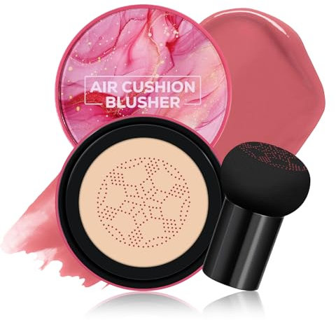 KYDA Air Cushion Blush, Mushroom Air Cushion Blusher, Natural Glow Liquid Blusher für Wangen und Augen, aufbaubare matte Deckkraft, leicht verblendbar, seidiges Creme Blush Makeup, 04Cameo Brown