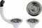 Piletta pilettone di scarico tipo basket per lavello lavabo 2 vasche con troppo pieno, con attacco da 11/2 e Foro da Ø 90mm, Pilettone Ø 114mm, piletta standard in acciaio con vite e cestello