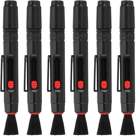 PATIKIL Camera Dusting Brush, Multifunction Cleaning Brush Keyboard Lens Pen Screen Lens Cleaner for Vinyl Records, LP Scan, SLR & Computer Screens,6 Pcs Red