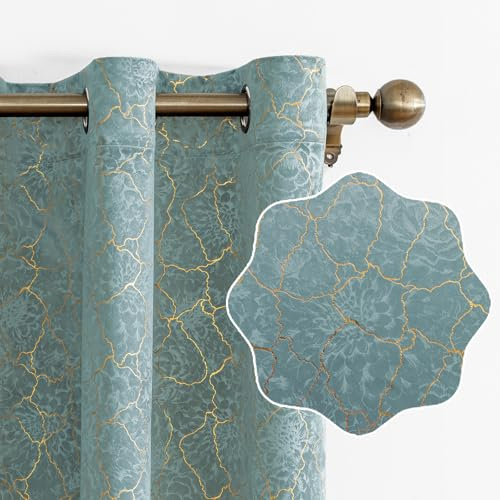 Ystyle Rideau Occultant Velours Lot De 2, 140x245cm, Rideaux Salon Rideau Thermique Isolant Anti Chaud Intérieurs, Rideau Phonique Anti Bruit, Moderne Chambre Maison Dressing, Gris Vert