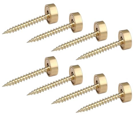 8 Pcs Brass Decorative Screws with Caps, 12mm Mirror-Like Self-Tapping Fasteners for Stable Furniture Mounting-Gold