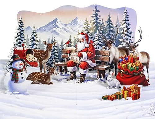 CUTPOPUP Weihnachtsmanns Weihnachtskarten 2025, Pop Up Karte Weihnachten, Weihnachtskarte für Sie Ihn Ehefrau Ehemann Familie Sohn Tochter Mama Papa (Santa's Joy) US8-CN312DE