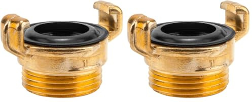 Gardena Messing-Schnellkupplungs-Gewindestück mit Außengewinde: Schlauchanschluss mit 33,3 mm (G 1 Zoll)-Gewinde z.B für Pumpen mit Innengewinde (7115-20), Messingfarben (Packung mit 2)
