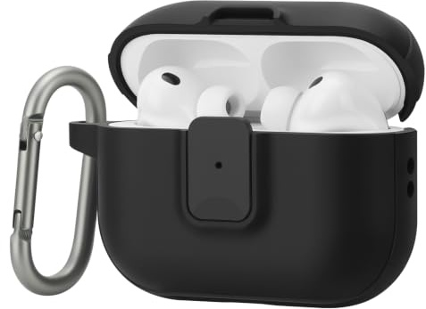 ZZDZZ Cover per AirPods Pro 3, Compatibile con MagSafe, Nero | ZZDZZ Compatibile con Custodia AirPods Pro 3a Generazione con Blocco e Moschetton, Custodia Protettiva Anti-Graffio