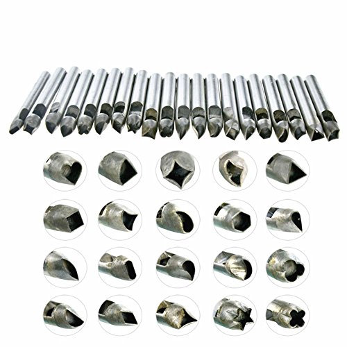 Kit 20pcs Outils de Perforation Poinçonnage Poinçon Emporte-pièce à Main sur Cuir Estampage en Acier au Carbone pour DIY Maroquinerie Artisanat Cuir