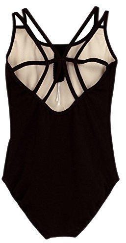 BOZEVON Damen Ballett Trikot - Elegant Ballettanzug Bodysuit Gymnastikanzug Ärmellos Elastischer Tops Jumpsuit Ballettkleidung mit Spaghettiträgern (Schwarz)