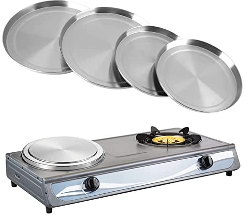 Couvercle de cuisinière Caches de Protection pour Plaques de Cuisson Couvercles de Poêles Cache-Plaques Electrique en Acier Inox Comme de Utensiles de Cuisine 4PCS